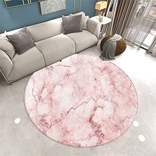 Morbuy Tappeto Salotto Rotondo Grande Pelo Corto, Marmo Stampa Grandi Antiscivolo Tondo Moquette, Soggiorno Bambini Camera,Cucina,Bagno,Domestica Decor Tappeti (120cm,Rosa)