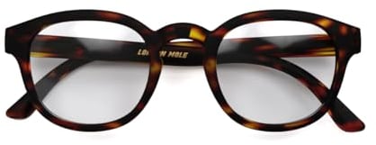 LONDON MOLE Brillen | Monalux Lesebrille | Quadratische Gläser | Coole Leser | Designer-Brille | Herren/Damen-Lesebrille | Unisex | Federscharniere | Mattbraunes Schildpatt | Vergrößerung +1,5