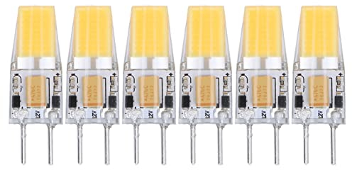 Qcwwy GY6.35 Ampoule HalogèNe, 6pcs 5W AC DC12V Angle de Faisceau à 360 DegréS LumièRe Blanche Chaude 2700K Ampoules à Capsule à une Extrémité pour Lustres Plafonniers Lampes D'armoire