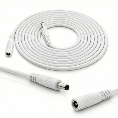 InLine - DC Verlängerungskabel, Universal Netzteil Verlängerungskabel für LED Streifen, Überwachungskameras, Drucker, Router, Switches uvm., DC Stecker/Buchse 5,5 x 2,5mm, weiß, 5m