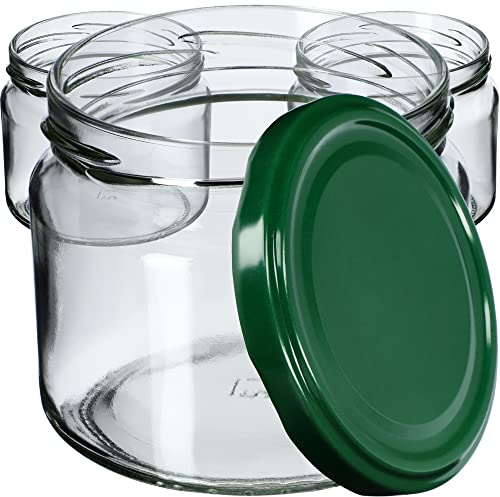 KADAX Lot de 100 bocaux de conservation avec couvercle à visser - 330 ml - Pour confitures, confitures, miel - Verts
