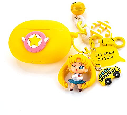 Case for Beats Studio Buds/Buds+ Case with Doll Anti-Lost Lanyard Keychain, XMBYGY Silicone Cartoon Charging Case Covers Compatible for Wireless Earbuds
