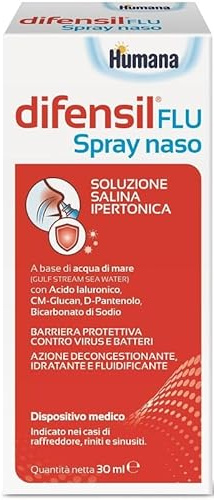 Humana Difensil Flu Spray Naso Soluzione Salina Ipertonica, 30ml