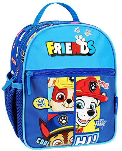 Paw Patrol Marshall, Rubble, Chase Blauer kleiner Rucksack für Kinder im Vorschulalter 24x20x9 cm