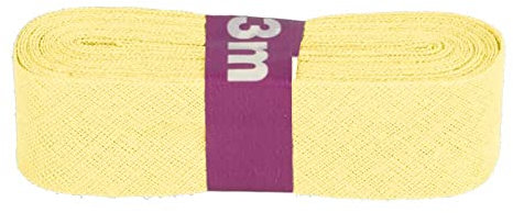 Schrägband 3m x 20mm Baumwolle gefalzt 60 Farben Einfassband Saumband, Farbe:638 pastellgelb