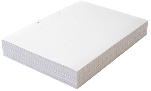 A4 lose Blätter, 8 mm, liniert mit Rand, Kopf- und Fußzeile, 2 gelocht, 500 Blatt/1000 Seiten