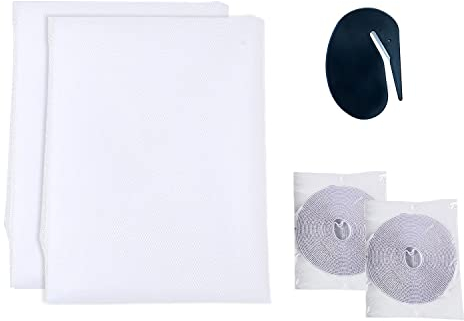 2 Stück Fliegengitter Fenster, Selbstklebendes Fensternetz Insektenschutz mit 2 Rollen Selbstklebeband, 130x150cm DIY Selbstklebendes Insektenschutz Fenster Netz