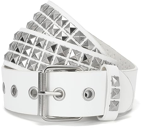 WHIPPY Nietengürtel Leder Metall Punk Rock Nietengürtel für Damen/Herren Punk-Ledergürtel Gotischer Gürtel Zubehör für Jeanshosen