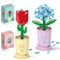Blumen Bausteine Set, 2 Stücke Rose + Hortensie DIY Mini-Topfpflanze Blumen Montagemodell, Miniatur Bausteine, Baustein Blumenanzug Blumentopfpflanzen