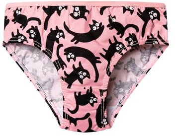Dedoles Slip Damen & Mädchen Panties Unterwäsche Baumwolle viele lustige Designs Blumen Apfel Avocado Einhorn Party Meerjungfrau, Farbe Rosa, Motiv Rosa Katzen Mädchen, Gr. 4-6 Jahre