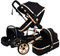 KITCISSL Kinderwagen Buggy Komplettset, Einstellbarer Hoher Ansicht Neugeborener Kinderwagen & Buggys, 3 in 1 Kinderwagen Organizer Kinderbuggy mit Babykorb (schwarz)