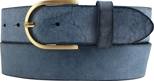 BELTINGER Damen-Gürtel aus weichem Vollrindleder Vintage-Look 4 cm | Jeans-Gürtel für Damen mit goldener Gürtelschließe 40mm | Ledergürtel Used-Look
