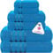Casa Copenhagen Zero Twist, 6-teiliges Handtuchset aus 100% Baumwolle- Blaues Teal, 600 g/m², 2Bade, 2Hand und 2Waschlappen aus ägyptischer Baumwolle, ultraweiche Luxushandtücher für Badezimmer