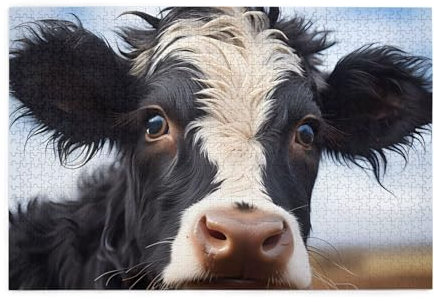 Niedliche Kuh-Puzzles1000 Teile pädagogische intellektuelle Holzpuzzles, lustige Puzzles, Stressabbau-Puzzles