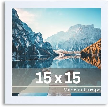 VictoR Bilderrahmen Dali 15x15 cm Weiß - Fotorahmen Holz - Quadratischer Bilderrahmen Weiß 15x15 - moderner Holzrahmen mit bruchsicherem Acrylglas