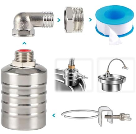 Gokoti Schwimmerventil aus Edelstahl, 1/2 bis 3/4 Zoll, automatisches Wasserstandskontrollsystem, Klasse 304