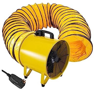 Ventilador industrial Ventilador de ventilación portátil Ventilador utilitario de 12 pulgadas y 16 pulgadas con manguera de ventilador de 5 metros for áreas de acceso limitado Espacios de arrastre Fáb