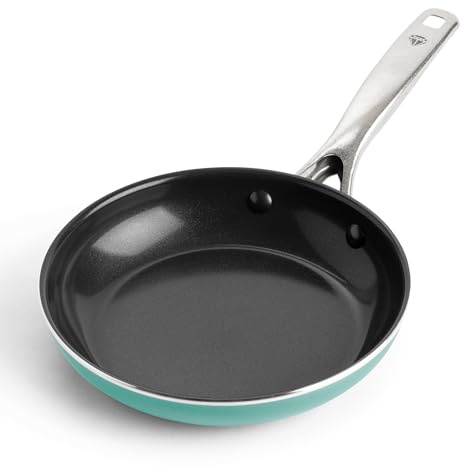 Blue Diamond 8 Diamond Infused Ceramic Nonstick Frying Pan, Turquoise | PFAS-Free Ceramic Nonstick Skillet, Dishwasher & Oven Safe, Stay Cool Handle, Durable Metal Utensil Safe, Egg & Omelet Pan
