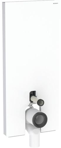 Geberit Monolith PLUS Sanitärmodul für Stand-WC, 114cm, Wasseranschluss hinten mittig, mit Anschlussbogen, 131.233.SI.7, Farbe: Glas Weiß