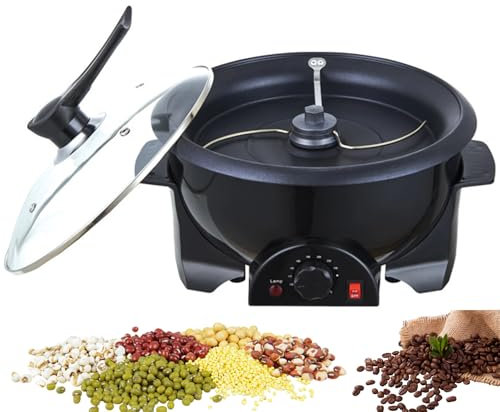 Home Coffee Roaster,1200W Electric Coffee Bean Baker Nut Peanut Cashew Chestnuts，0-240°C Baking Machine With Non-Stick Coating，Popcorn Roaster For Cafe Shop/Home black