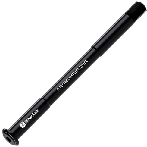 BiberAxle 12mm Steckachsen für Fahrradgabeln und Hinterer Fahrradrahmen, Mountainbike und Rennräder Aluminiumlegierung Naben Adapterachse (Gewindesteigung: 1.5 mm/Länge: 168mm)