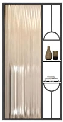 LXHELIVERY Raumteiler, Trennwand Für Arbeitsplatten, Lichtdurchlässige Paneele, Glas-Raumteiler-Regale, Für Schlafzimmer, Badezimmer, Toilette(Schwarz,80x100 cm)