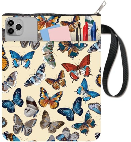 CRASPIRE Custodia per Libri A Forma di Farfalla Protezione per Libri Copertina per Libri Tascabili Copertina per Libri in Tessuto Lavabile con Cerniera e Tasca Extra per Gli Amanti dei Libri Regali