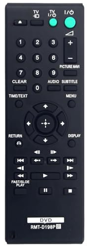 RMT-D198P Télécommande de rechange pour lecteur DVD Sony DVP-SR370 DVP-SR405P DVP-SR750H DVP-SR750HP DVP-SR760H DVP-SR760HP DVP-SR120 DVP-SR170 DVP-SR320 DVP-SR350 DVP-SR360