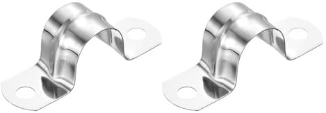 sourcing map 2Pcs Rigid Pipe Straps, 18mm(0.71) 201 Stainless Steel 2 Hole U-Shaped Bracket Tube Hanger Pipe Clamps for Fixing Pipe Cable