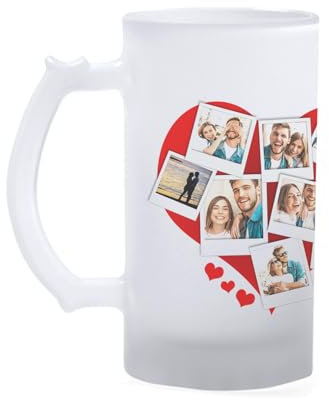 GIFART Boccale da birra 500ml Personalizzato con grafica o foto - Personalizza il Tuo Boccale! Regalo Personalizzabile per Compleanno e Festa del Papà (Vetro Satinato)