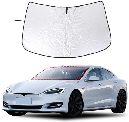 Heutamo Windshield Sunshades Compatible with TES-la Model S 2017-2024 Reflective Sunshade Front Window Sunshade Heat Blocker Visor Protector Keep Interior Cooler,1PCS