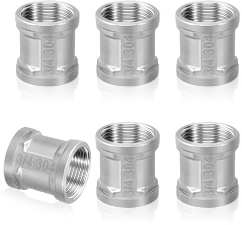 Manchon Acier Inoxydable, 6 Pièces Mamelon Double 3/4 Ig/Ig Manchon, Filetage Interne Connecteur Acier Inoxydable Adaptateur Raccord Mamelon 3/4 Pouce Connecteur pour Raccordement De Tuyau