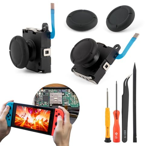 RongZy 2 Stück Joysticks für Nintendo Switch 3D Analoge Joystick für Nintendo Switch OLED/Switch Lite Stick Thumbstick Reparatur Werkzeug Ersatz(Schwarz)