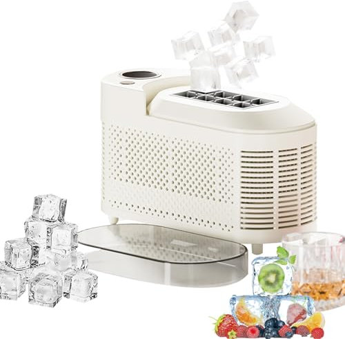 Máquina De Hielo, Mini Máquina De Hielo Portátil Compacta Máquina De Hielo Automática 8 Cubos De Hielo Producción Rápida De Hielo En 10-15 Minutos Doble Potencia Para Hogar Camping Y RV