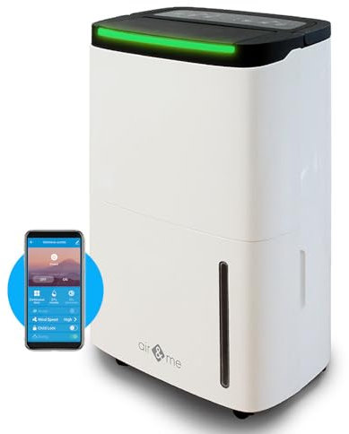Air and Me, Déshumidificateur ROHAN 50L/j | Connecté, avec une puissance de 50 L/jour, fonctionnant par Compresseur, Niveau sonore de 52 dB, adapté à une surface max de 200 m²