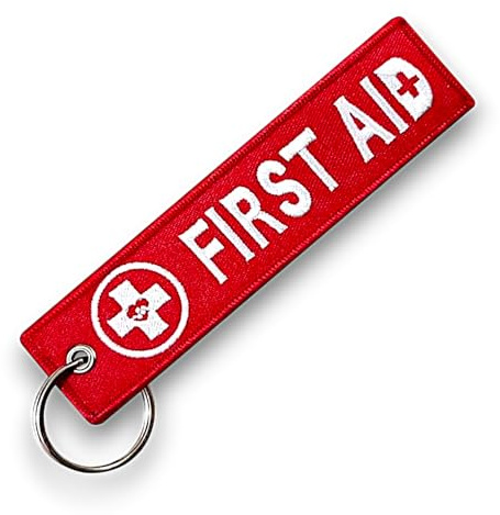 Streetculture FIRST AID Schlüsselanhänger – Erstehilfe Notfall Set - Robust & Auffällig für Notfälle | Ideal für Erste-Hilfe-Sets, Rucksäcke, Koffer, Verbandskasten, Autos & mehr