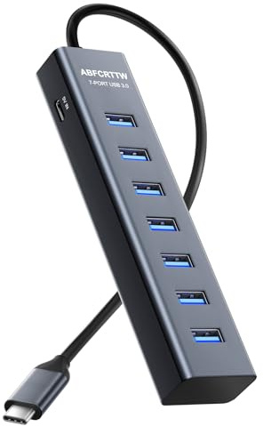 Hub USB C a 7 porte per laptop, hub USB 3.0 in alluminio 5 Gbps, splitter USB C, adattatore multiporta hub USB per laptop, iMac, unità flash, PSSD, HDD mobile, Windows/XPS