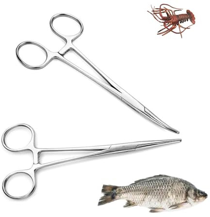 Set di 2 pinze per piercing da 13 cm, pinza per piercing autobloccante, pinza da pesca, pinza da pesca, pinza per piercing in acciaio inox, adatta per la pesca, pinzetta per capelli di cani e gatti
