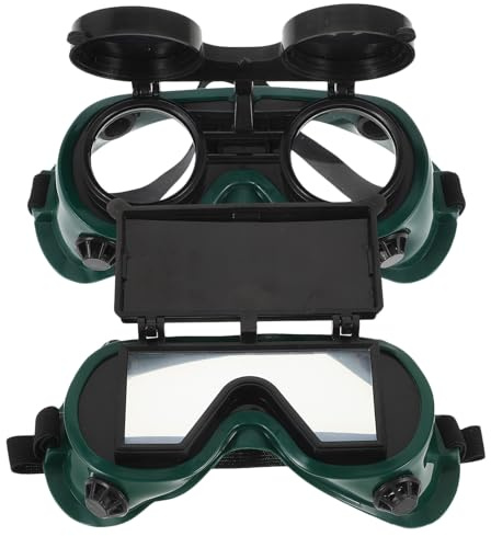 IWOWHERO 2 piezas Gafas de Soldadura con Cubierta Abatible Protección Ocular Resistente para Soldadores Gafas de Seguridad Ajustables para Soldar y Cortar Antiarañazos y Bloqueo de Luz