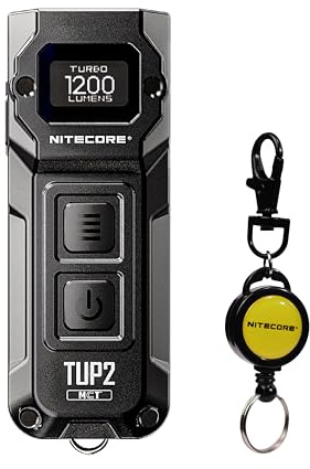 Nitecore TUP2 MCT Intelligent Three Color Temperatures Keychain Light EDC Flashlight 1200 Lumens Retractable Keychain (Classic Black)