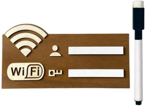 Cartello WiFi in legno, scheda di rete wireless cancellabile, display Wi-Fi riutilizzabile per gli ospiti, decorazione adesiva da parete per casa, lavoro, hotel, bar, ristoranti, uffici, supermercati