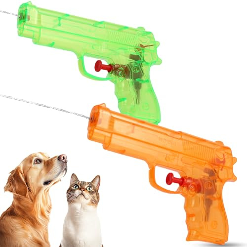 2 Pack Squirt Spray for Cats Dogs Training Squirt for Cats Deterrent Water Spray Pistols for Dogs Pets Training (Orange & Green)