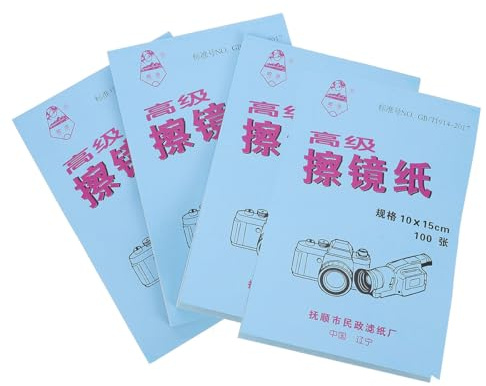 MINAOLULUS Microscope Cleaning Paper 100 Sheets X4 Pack Lens Cleaning Tissue Portable Optical Dust-free Wipes for Camera Lens and Laboratory Use