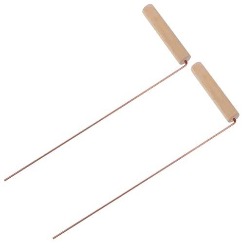 GAROZATION Baguettes de Sourcier en Laiton Manche en Bois 2 Pièces Outils de Radiesthésie pour Camping et Géobiologie Activités en Plein Air
