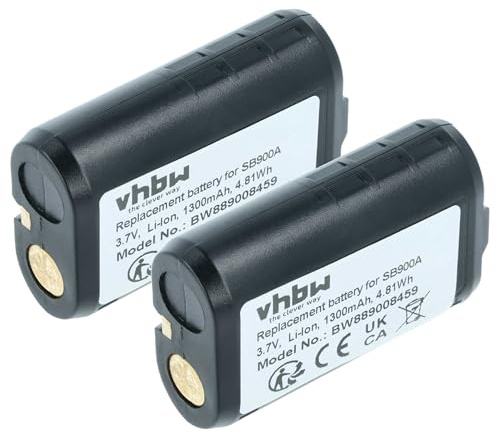 vhbw 2x batteria compatibile con Shure P10R+, AD3, AD2, AD1, P10R, P9RA+, P3RA, P9RA sistema radiomicrofonico trasmettitore (1300mAh, 3,7V, Li-Ion)