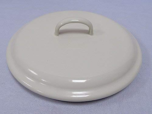 linoows Emaille Deckel, Topfdeckel gewölbt, Schüsseldeckel Creme 20 cm