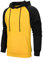 MANLUODANNI Men's Pullover Hoodies Hooded Sweatshirt Patchwork Top Casual Hoody with Kanga Pocket, M, Black-yellow