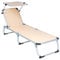 Divero Gartenliege Sonnenliege mit Dach 187x57x30 cm klappbar 5fach verstellbar Aluminiumrahmen Dreibeinliege wetterfest robust Keret (Beige)