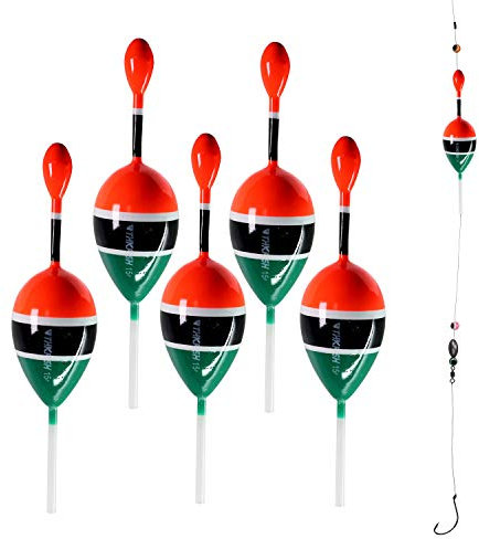 THKFISH Slide Bobbers Fishing Floats Set - Balsa Wood Slip Floats for Pike Perch Bass - 1/2 oz 5Pcs