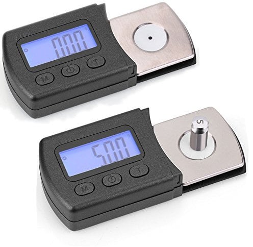 Phono vinyl needle manometer, turntable tracking force gauge scale 0.01g with 5g digital weight calibration weight with LCD screen stylus